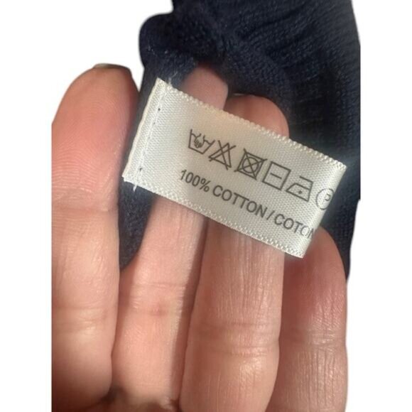 Lisa Todd Navy Blue Smiley Face Heart Cotton Pullover Knit Sweater Women Sz 3X - Picture 8 of 9